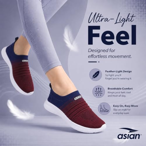 Image of ASIAN Breeze-05 Women's Walking Shoes | Stylish, Lightweight, Breathable Slip-Ons with Cushioned Comfort | Ideal Travel