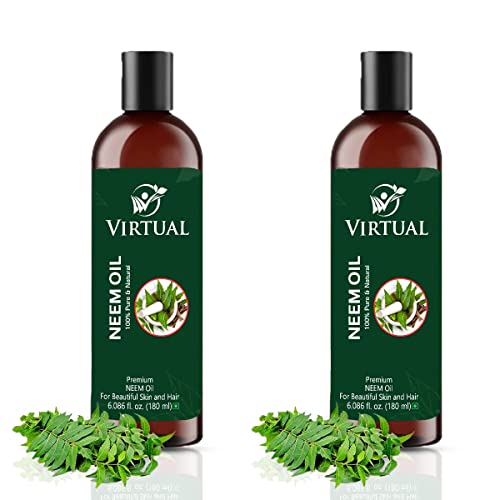 Image of VIRTUAL Pure & Natural Neem Oil For Skin, Face and Hair Care (180 ml)-Pack of 2