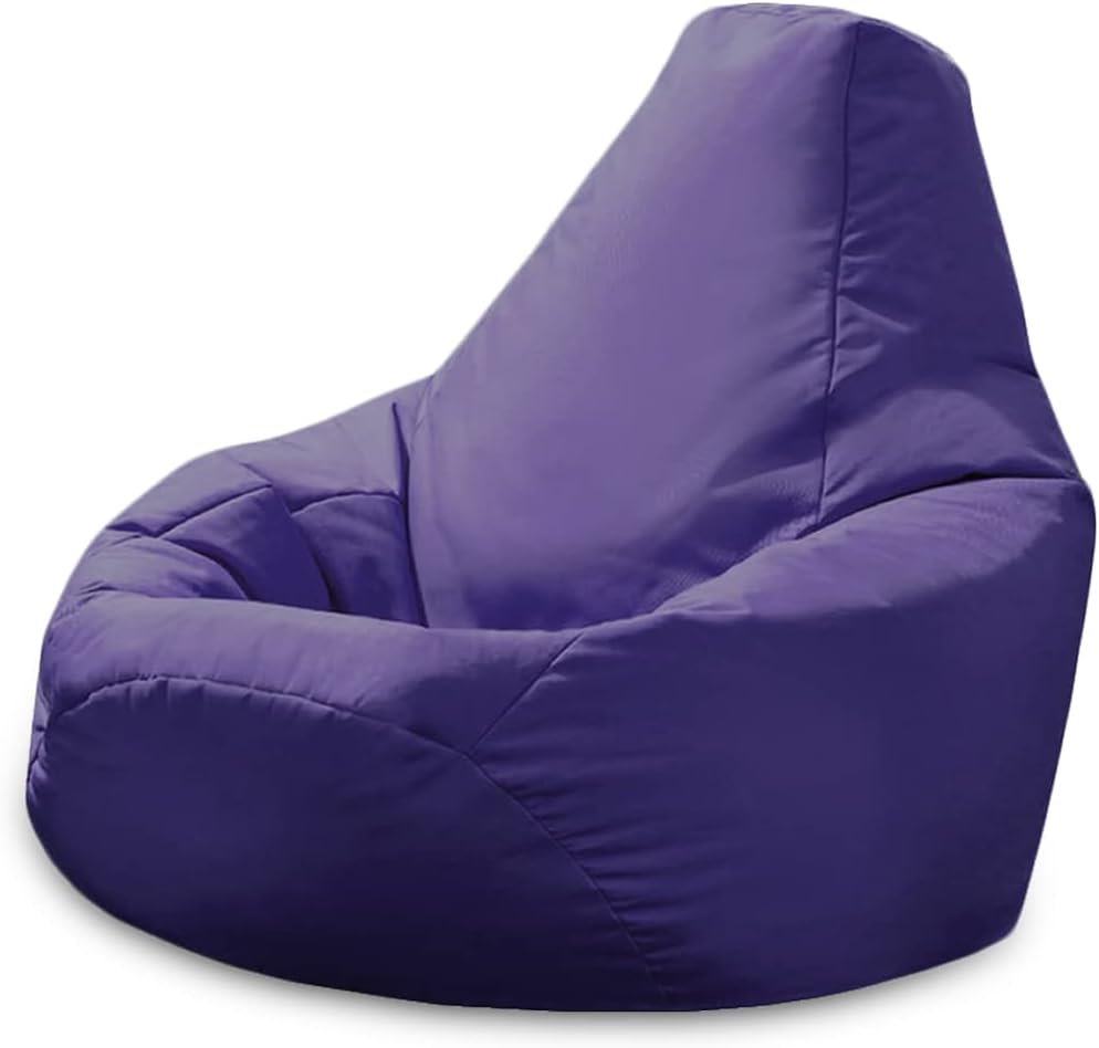 Adult Highback Beanbag Chair - Large Water-Resistant for Indoor and Outdoor Use - Lounge or Gaming Chair - Manufactured in UK (Purple)