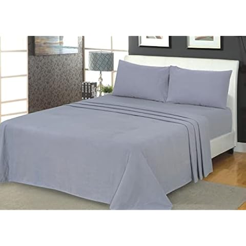 Northern Luxe Thermal Flannelette Fitted sheet with Pair of Pillowcases, Soft Brushed Cotton Microfiber Fabric Shrinkage and Fade Resistant Extra Deep Bedding 13"/32cm (Gray, Double) Cover