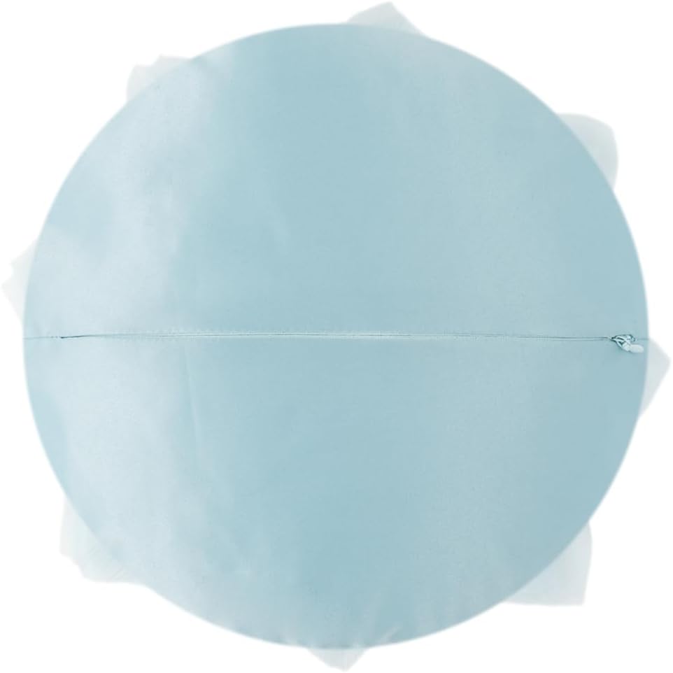 Handmade 3D Flower Round Decorative Throw Pillow with Insert Soft Cute Floral Accent Pillow Cushion for Bed Couch Car Bedroom Living Room Boho Farmhouse Home Decor 12Inch Light Blue and White