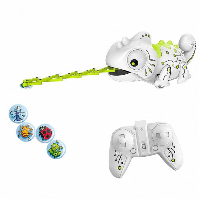 ТоуAE - RC Chameleon Lizard Pet 2.4 G Intelligent Тоу Robot For Children Kids Birthday Gift Funny Тоуs Remote Control Reptile Animals (White)