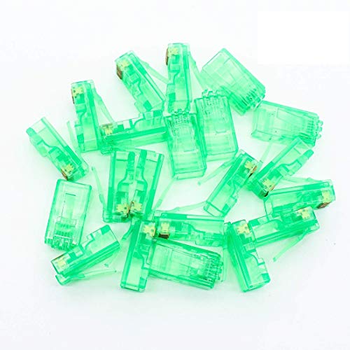 100PCS Metal Shielded RJ45 Plug Connector, Cat 6 Cat6 RJ45 Modular Plugs (RJ45 Plugs) for Stranded UTP Cable-Clear Green