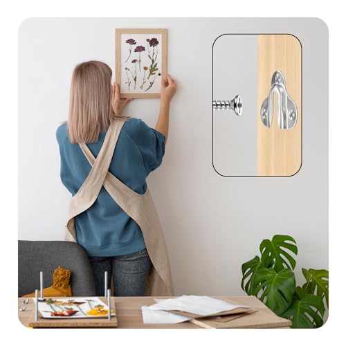 Image of 30Pcs Brushed Silver Keyhole Hangers, Single Keyhole Wall Mount Hanging Plates for Mirrors, Picture Frames, Coat Racks, Wooden Boards