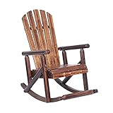 Daily necessities LTD Juego de Mecedoras, Mecedora de Madera Antigua para Exteriores, Mecedora Rústica de Porche con Mesa Auxiliar, para Jardín, Balcón, Patio Trasero y Patio, Color Carbonizado