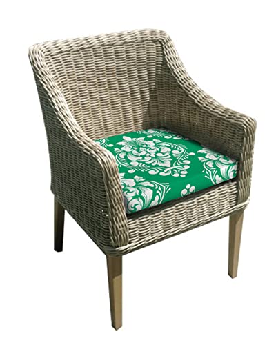 Lbcasa Outdoor Chair Cushion Covers 2 Pack, Emerald Green Paisley Waterproof Sofa Couch Covers, Luxurious White Royal Pattern Retro Furniture Protector Seat Slipcovers For Patio Garden, 24" X 24" #TOP1