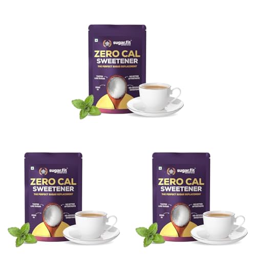 Image of Sugar.fit Zero Calorie Stevia Sweetener | 100% Plant-Based Stevia & Erythritol Blend, Zero Glycemic Index, Sugar-Free, No Bitter Aftertaste, Keto-Friendly, 1:1 Sugar Replacement - 400g (Pack of 3)