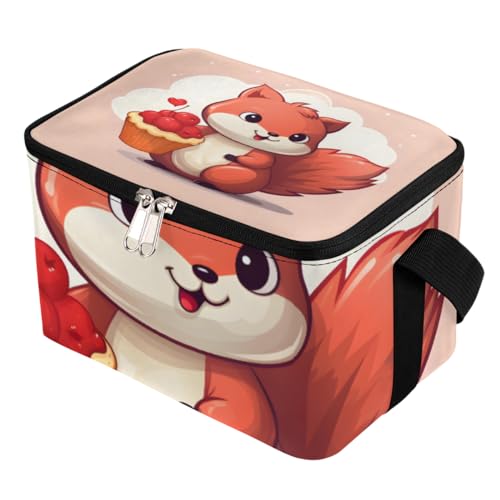 GzLeyigou Lunch Bags for Women Men 9 Cans,Squirrel Hot & Cold Food Delivery Bag Insulated Grocery Bag Insulated Lunch Box Animal Cooler Bag for Office Work Picnic Beach