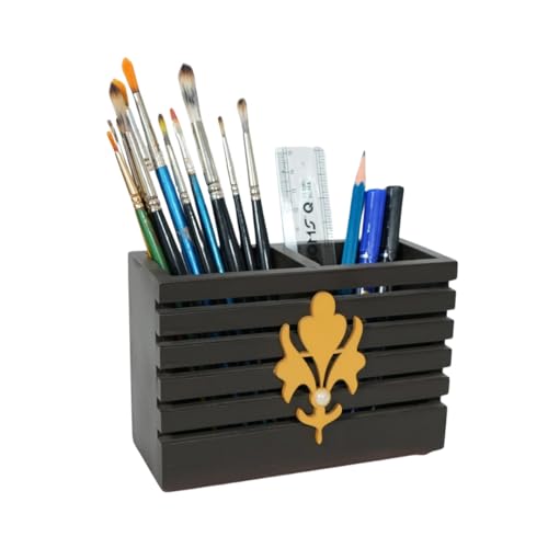 Image of Decorative Embossed Design Pencil and Pen Stand | Desk Organizer for Stationery Storage | Suitable for Office Desk, Study Table, Home and Workspace Use (Design 15)