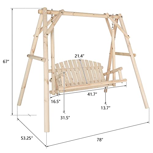 Vingli VL-G57000330-333 Heavy Duty 880 Lbs Wooden Patio Porch Swing thumb #4