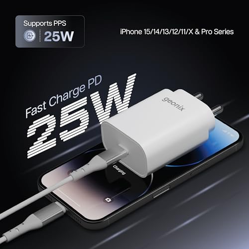 Image of Geonix Atomic C25 25W PD Fast Charger | Type-C Power Delivery Adapter | Wide Device Compatibility | Smart & Safe Charging | Compact & Portable Design | Durable Build Quality (White)