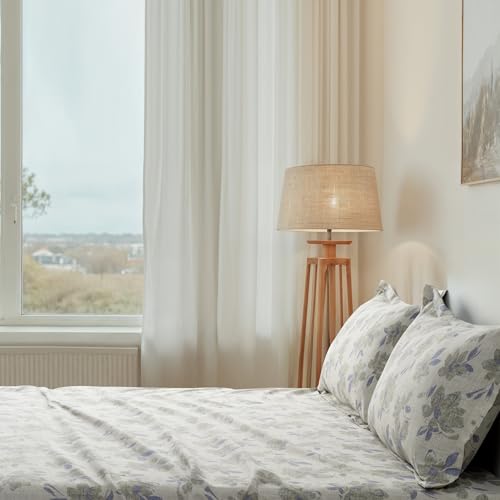 Image of Cortina Cloud Cotton King Size Bedsheet with 2 Pillow Covers | Super Soft, Breathable & Skin-Friendly Bedsheet for Double Bed King Size with Boho Design | 270x250 cm (White & Grey, King)