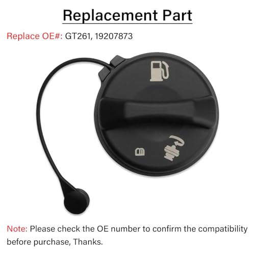 Image of Gas Cap, Fuel Tank Cap Compatible with Chevy GMC Buick Cadillac - Blazer Camaro Cavalier Malibu S10 LeSabre Park Avenue DeVille Jimmy Sonoma, Replaces Gas Cap #GT261, 19207873