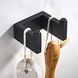 JunSun Bathroom Double Robe Hook Modern Design Matt Black Little Square Towel Hook Coat Hook Contemp