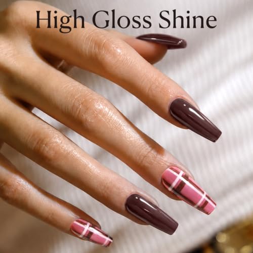 Image of AZUREBEAUTY 18ML Dark Brown Fall Nail Polish | Quick Dry Air-Dry Formula, Long Lasting Glossy Finish, Easy DIY Manicure & Nail Art, Elegant Nail Color for Women