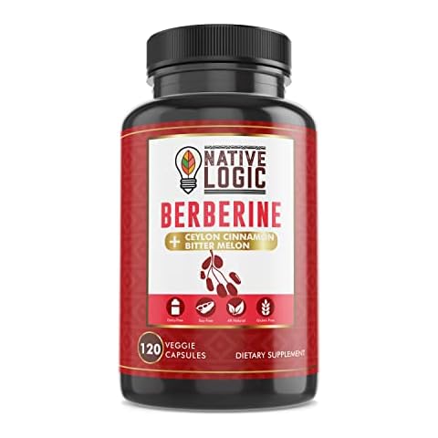 Native Logic Berberine HCL 1200mg with Ceylon Cinnamon, Bitter Melon, and Green Tea Extract | Supports Cardiovascular and GI Health with Immune System Support – 120 Capsules Cover