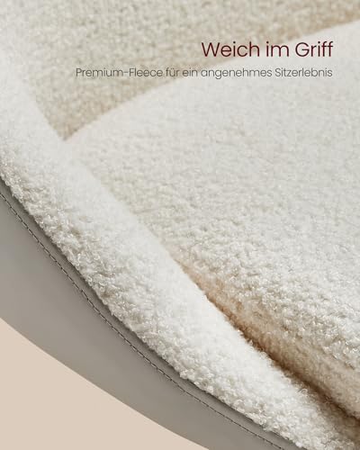 VASAGLE Barhocker, 2er Set, Barstuhl, höhenverstellbar, 360° drehbar, Küchenstuhl, mit Rückenlehne, Sockel, Fußstütze, Stahl, für Theke, Bar, Esszimmer, cremeweiß-Silbergrau LJB110W01