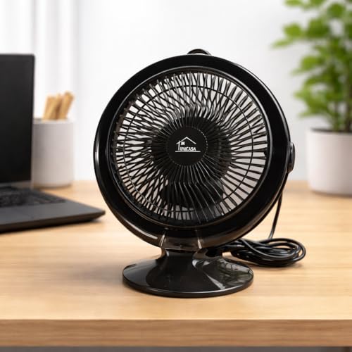 Ventilador de Mesa Portátil USB Silencioso Compacto 15cm Ideal para Escritório, Estudo e Quarto Porta USB de Computador, Carregador ou Power Bank - Preto