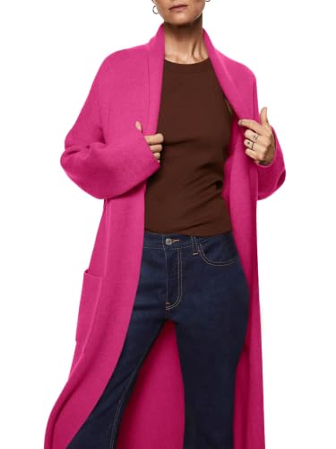 Image of Womens Long Sleeve Cardigan Sweaters Oversized Open Front Maxi Coat | Trendy Casual,Lapel,Knitted Coatigan,Soft Warm,Overcoat Pocket,2026 Fall Winter,Work Office,Going Out