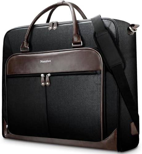 Garment Bag Travel Large Leather Carry On Suit Bag with Strap for Business Hanging Suitcase Luggage Bags for Men Women (Black)
