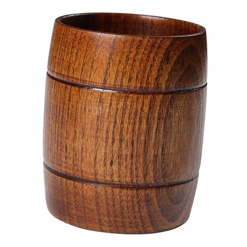 Taza de madera de 325ml con diseño de barril para café y agua 8