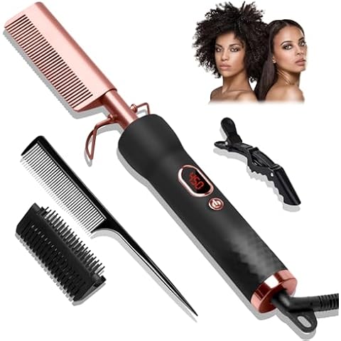 Electric Hot Comb for Wigs Human Hair with 12 Temp Settings,110-240V Pressing Combs for Black Hair,Heating Up to 450°F Electric Hot Comb for Black Women Hair Cover
