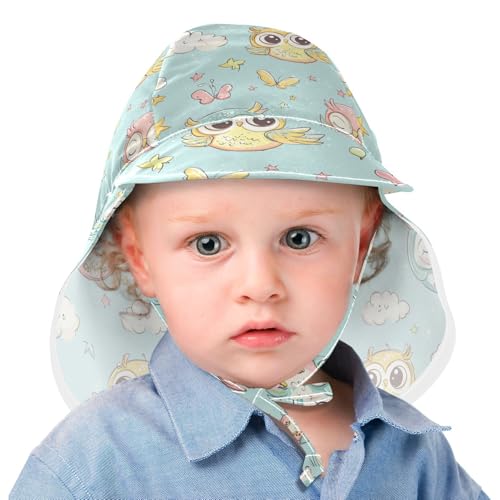 Cartoon Childish Cute Owl Cloud Blue Unisex Baby Sun Hat Baby Boys Beach Play Hats Toddler Girl UV Protection Adjustable Beach Essentials2