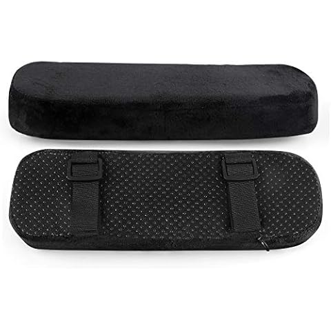 LEADSTAR Armrest Pads, Chair Arm Covers Cushions Ergonomic Memory Foam Anti-Slip Elbow Support Pillow (Black) Cover