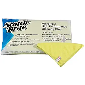 3M Scotch Brite Professional Lint & Scratch Free Microfiber Cleaning Cloth - 350 GSM, Multipurpose Use for Glass, Metal, Wood, Superior Stain Removal Wipe Cloth 36 Cm X 36 Cm, (Yellow, Packs of 10)