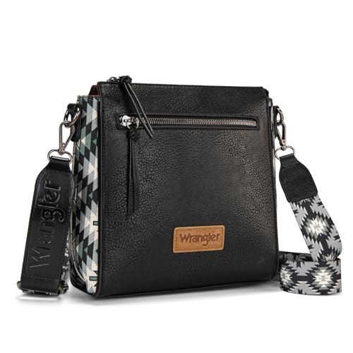 Image of Wrangler Aztec Crossbody Purse Medium Shoulder Bags for Women Western Handbag with Guitar Strap