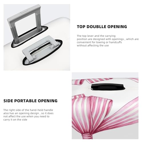Pink Striped Bow Elastic Travel Luggage Covers Dustproof Scratch-Resistant Suitcase Protector Fit 22-24 Inch3