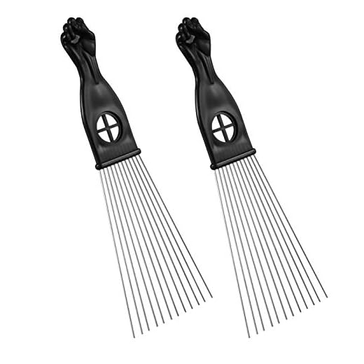 FRCOLOR 2 Piezas Afro Peine de Metal Picking Peine de Peluquería Trenza de Pelo de Estilo Peine Desenredar El Pelo Picks Peine