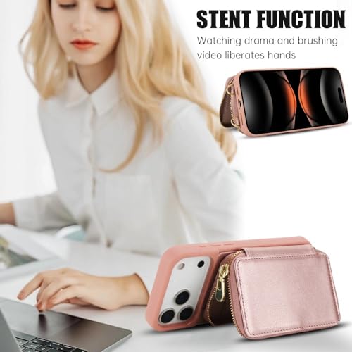 Étui portefeuille cuir iPhone 14 Plus avec fermeture éclair violet foncé - 6