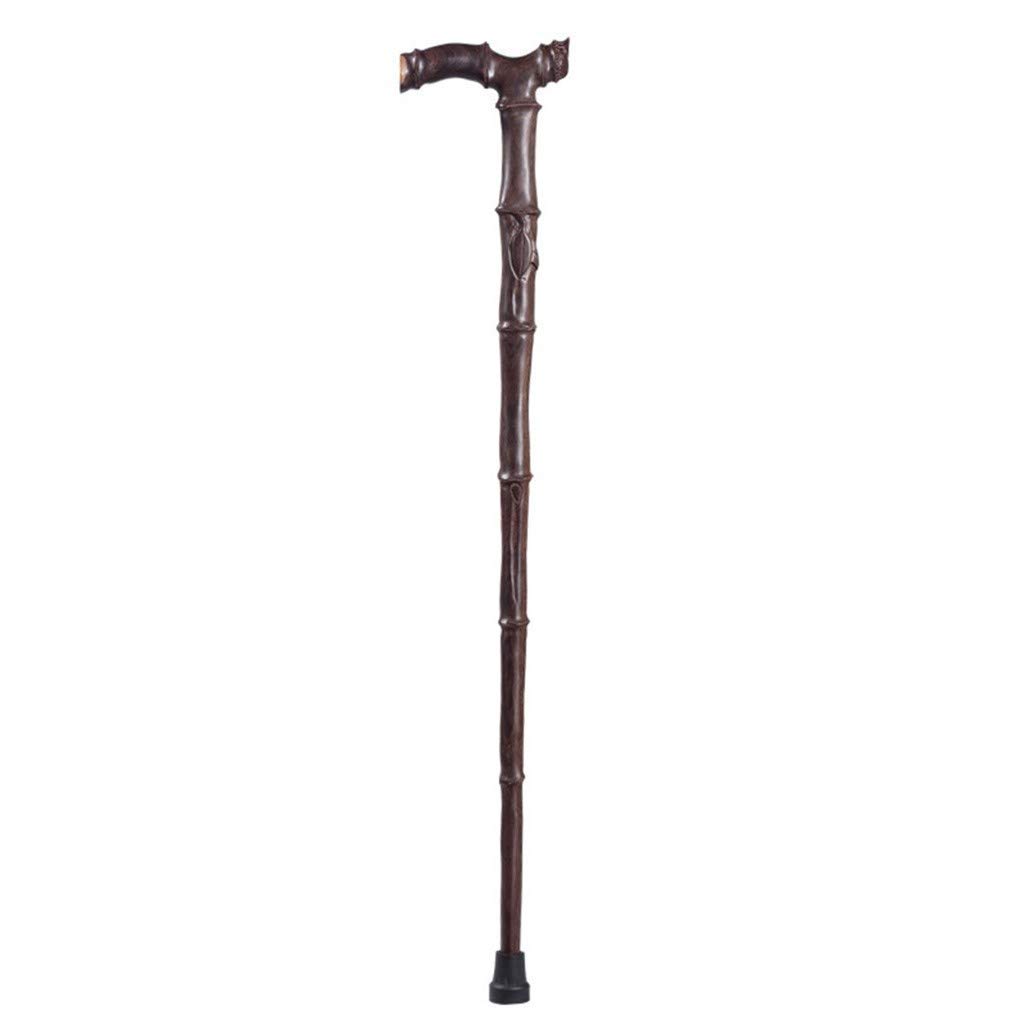 Muleta Bastón De Madera Roja Madera Maciza Ébano Tallado En Madera Bambú, Muleta De 90 Cm-11.19