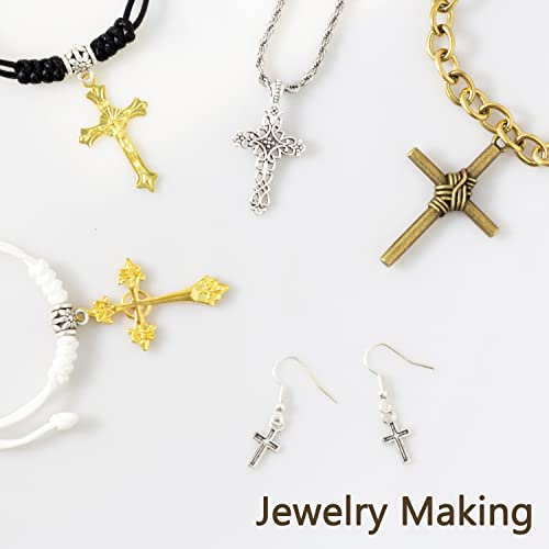 Stino Bulk Assorted Metal Cross Charms For Jewelry Making 100G, Mixed Color Cross Pendants For Keychain Bracelet Necklace Earrings 70-90Pcs (Cross) #TOP4