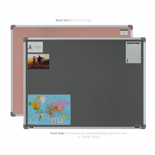 Image of Scholar Art Metis 3x4 Feet Bulletin Notice Board for Study Table & Kids Room | Vibrant & Versatile Crape Cloth + High Density Soft Board for Pinning Photos, Sticky Notes & Reminders (Grey)