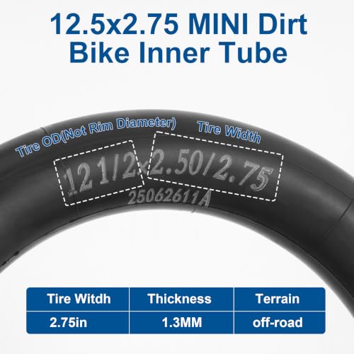 Image of 12 1 /2 x 2 3 /4 (12.5 x 2.75) Mini Dirt Bike Inner Tube 90with Repair Kit