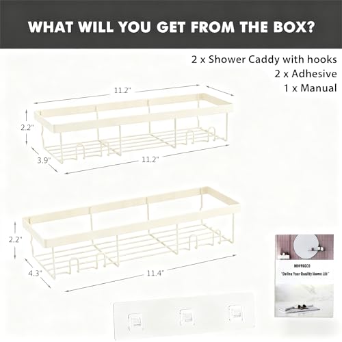 Image of Moforoco Shower Caddy Shelf Organizer Rack, Self Adhesive Black Bathroom Shelves Basket, Home Farmhouse Wall Inside Organization and Storage Decor Rv Accessories, First Camper Apartment Essentials