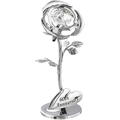 Haysom Interiors Modern 60th Anniversary Silver Plated Flower with Swarovski Crystal Glass Bud by Happy Homewares Cover