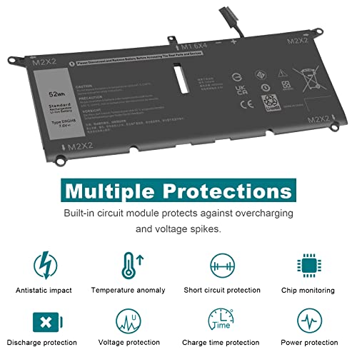Image of DXGH8 52Wh 7.6V Battery for Dell XPS 13 9370 9380 2019 Inspiron 13 7390 7391 2-in-1 5390 5391 7490 Latitude 3301 E3301 Vostro 5390 5391 Series 0H754V H754V G8VCF G8VCF6C HK6N5 P113G001 P82G P82G001