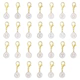 SUPERFINDINGS 52個 26スタイル クリップオンチャーム 26文字ジッパープルイニシャル文字合金AからZアルファベットチャーム ロブスタークラスプ付き ブラック/ホワイト装飾 キーチェーン財布バックパックオーナメント用, 33mm, 合金+エナメル。, 宝石なし