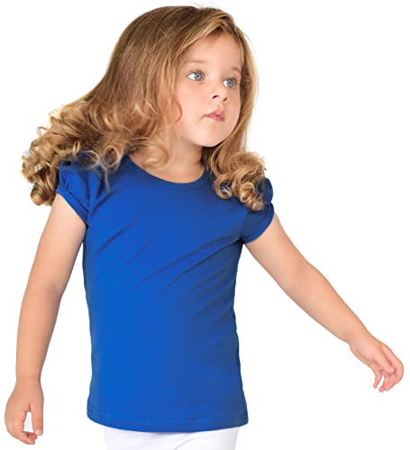 Image of Lilax Girls Short Puff Sleeve Cotton T-Shirt, Toddler & Little Girls Top | 95% Cotton Puff Sleeve Tee; Crewneck, Short Sleeve; Toddler & Girls Sizes 2T-12; for School, Play & Everyday; Machine Wash
