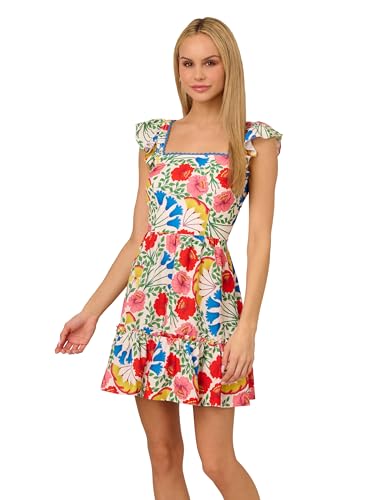 Image of Adrianna Papell Flutter Sleeveless Short Dress