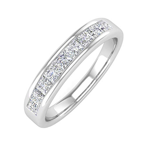 1/2 Carat Channel Set Princess Cut Diamond Wedding Band Ring in 14K Gold (I1-I2 Clarity)