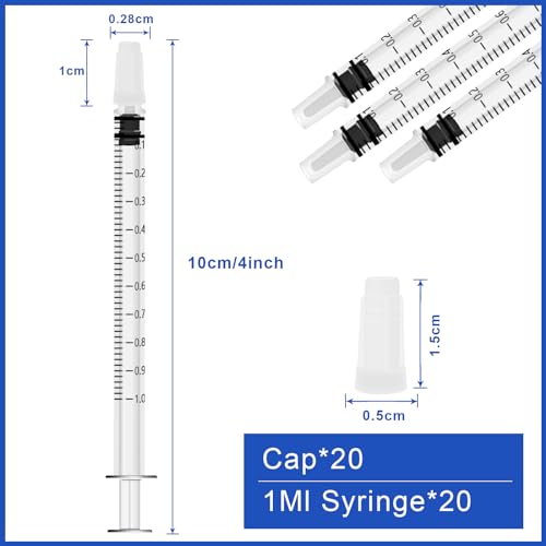 20 Stück Spritze 1 ml Spritzen Kolostrum Spritze Kolostrum Sammler Kunststoffspritzen mit Kappen Ohne Nadel für Nachfüllen und Messen von Flüssigkeiten wissenschaftliche Labors Tierfütterung