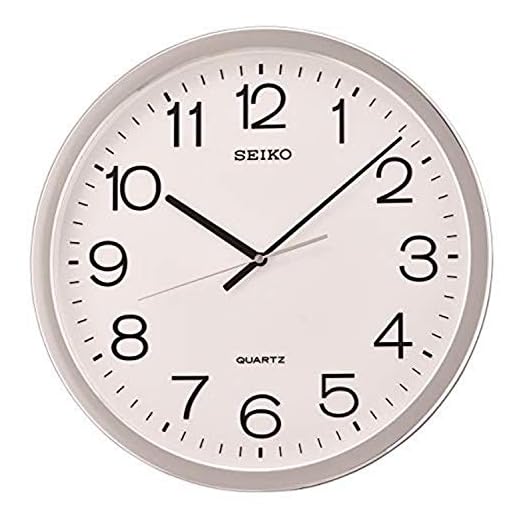 Seiko 16 Inch Classic Numbered Wall Clock, Silver