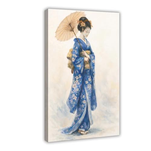 Toile minimaliste japonaise geisha pour sublimer une chambre zen