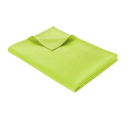 WOHNWOHL® Tagesdecke (220x240cm) • Große Waffelpique Decke • 100% Baumwolle • Sommerdecke • Sofa-Decke • Pflegeleichte Wohndecke • Überwurfdecke • Baumwolldecke • Farbe: Grün