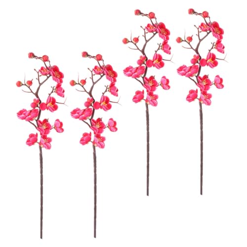 Mipcase 4 Piezas Decoración De Flor De Ciruelo Simulada. Flores Artificiales De Interior Hogar Decoración De La Habitación Colgante Exterior Decorativo Muro Flor Falsa Rosado Flor De Seda