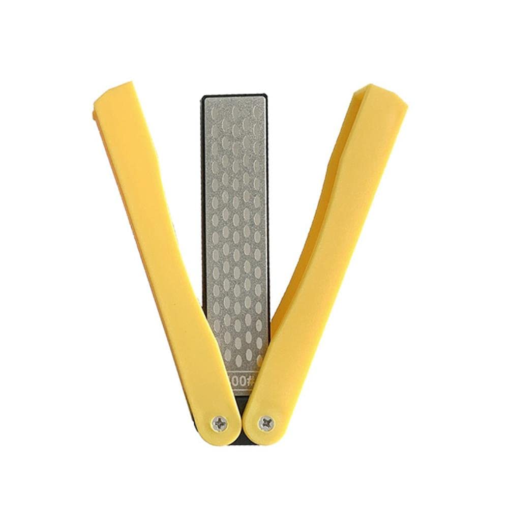 Aiguiseur diamant double-côté pliant portable jaune pour couteaux de cuisine